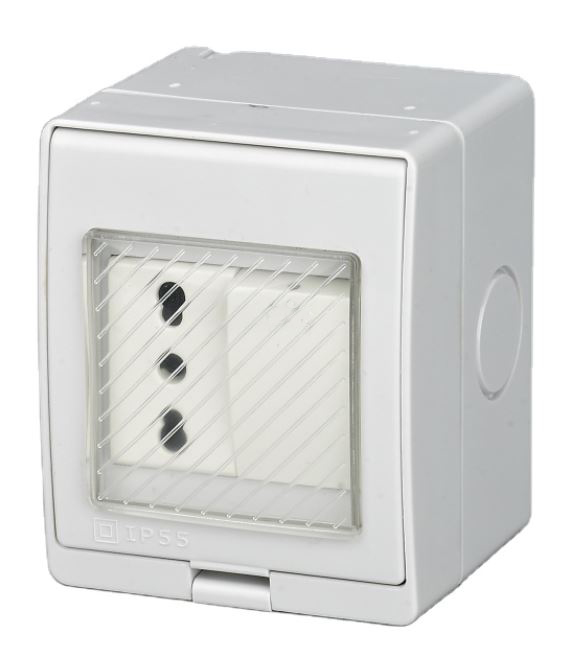 Box stagno da parete IP55 con interruttore e presa 10-16A E9240 FATO