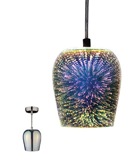 Lampadario 3D in vetro cromato 1xE27 K150 Vito