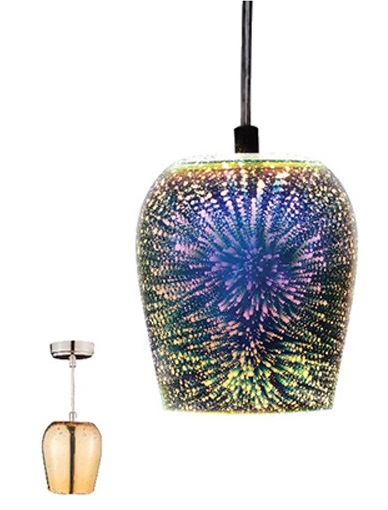 Lampadario 3D in vetro champagne 1xE27 Ø115mm N908 Vito