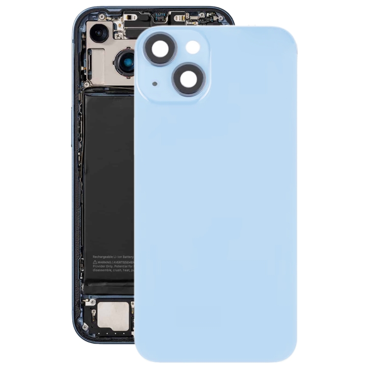 Cover posteriore in vetro per iPhone 14 Plus con supporto flash e ricarica wireless – Blu B8066 
