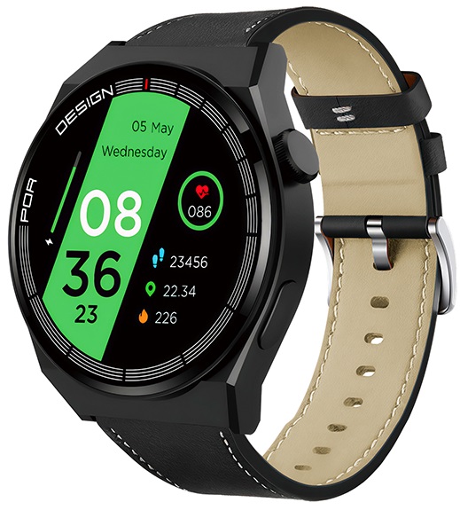 Smartwatch sportivo IP68 display 1,50" e cinturino effetto pelle KSC-1139 F4775 Kakusiga