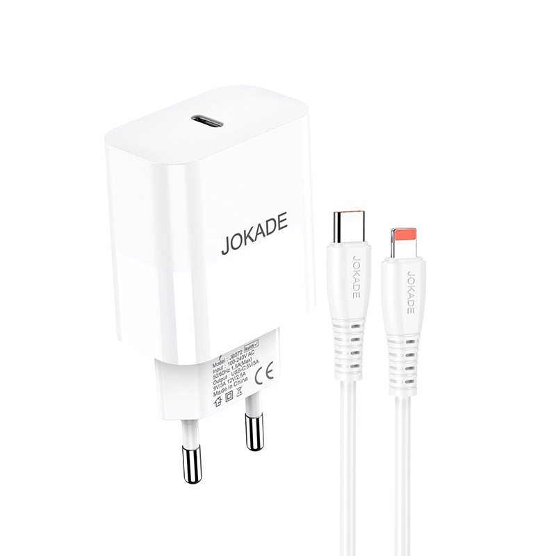 Caricabatterie ricarica rapida USB-C 30W con cavo Type-C - Lightning 1m bianco JB073 F4755 Jokade
