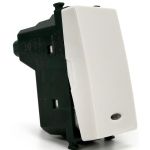 Pulsante unipolare bianco con spia luminosa 250V 10A compatibile Vimar Plana EL1318 