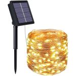Striscia LED luce calda in filo di rame 10m 100 led con pannello solare WB328 