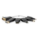 HDMI Adapter | DisplayPort Male / DVI-D 24+1-Pin Male / HDMI Micro Connector / HDMI Mini Connector / Mini DisplayPort Male / USB-C Male | HDMI Output | Gold Plated | Straight | PVC | Black | 1 pcs | Box NECCGB34999BK Nedis