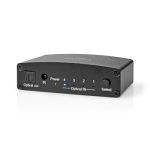 Digital Audio Switch | 4-way | Connection input: DC Power / 4x TosLink | Connection output: TosLink Female | Manual / Push Button / Remote Control | Metal | Black NEASWI2514BK Nedis