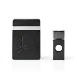 Wireless Doorbell Set | Battery Powered | 3 V DC | 1x CR2032 | Volume: 80 dB | Signal range: 300 m | IP44 | 36 Melodies | 1 Receiver | Black NEDOORB212BK Nedis
