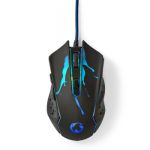 Gaming Mouse | Wired | 1200 / 1800 / 2400 / 3600 dpi | Adjustable DPI | Number of buttons: 6 | Programmable buttons | Right-Handed | 1.50 m | LED NEGMWD210BK Nedis