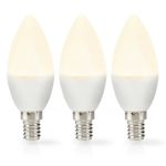 LED Bulb E14 | Candle | 4.9 W | 470 lm | 2700 K | Warm White | Frosted | 3 pcs NELBE14C352P3 Nedis