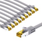 RJ45 cavo patch CAT 6A S/FTP (PiMF), 500 MHz, con cavo grezzo CAT 7, 5 m, grigio, kit di 10 WE69521 Goobay