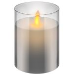 Candela LED in vera cera in vetro, 7,5 x 10 cm, grigio-trasparente WE60370 Goobay