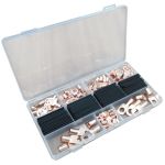 Kit 130 pezzi terminali di potenza ad occhiello con guaina termorestringente WB446 