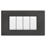 Placca in tecnopolimero spazzolato antracite 4 posti compatibile Living International EL067 