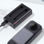 Caricabatterie USB a Doppia Batteria con Cavo e Indicatore Luminoso (Nero) per Insta360 X3 20050 