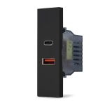 Doppia presa caricabatteria USB A e USB C 5V 2,4A nero linea ZEN 08850 