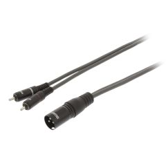 Cavo Stereo XLR 3p (M) - 2x RCA Maschio 3m Grigio Scuro WB1200 Sweex