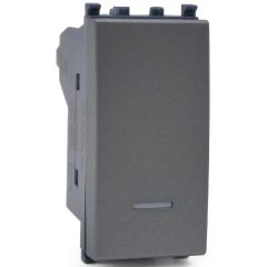 Pulsante unipolare grigio con spia compatibile Vimar Arké EL364 
