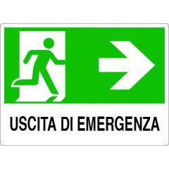CARTELLO SEGNALETICO USCITA DI EMERGENZA DESTRA  cm. 30x20 FV19055 