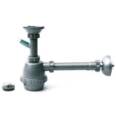 SIFONE IN PLASTICA A 1 VIA CON PILETTA E ATTACCO LAVATRICE  mis. 1.1/4 FV13497 