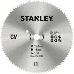 Stanley LAMA CROMATA X10215-XJ PER SEGA CIRCOLARE Ø mm. 190 - 100 denti FV56275 Black + Decker