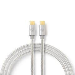 USB Cable | USB 3.2 Gen 2 | USB-C Male | USB-C Male | 100 W | 4K@60Hz | 10 Gbps | Gold Plated | 1.00 m | Round | Braided / Nylon | Aluminium | Cover Window Box NECCTB64750AL10 Nedis