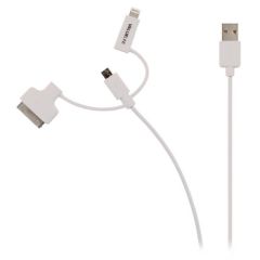 3-in-1 Sync and Charge Cable USB-A Male - Micro B Male 1.00 m White + 30-Pin Dock Adapter / Lightning Adapter NEVLMP39410W1.00 Valueline