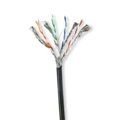 Network Cable Roll | CAT7 | Solid | S/FTP | Copper | 100.0 m | Outdoor | Round | PE | Black | Pull Box NECCBG8599BK100S Nedis