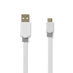 USB Cable | USB 2.0 | USB-A Male | USB Micro-B Male | 480 Mbps | Gold Plated | 1.00 m | Flat | PVC | White | Polybag NECCBP60500WT10 Nedis