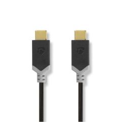 USB Cable | USB 3.2 Gen 1 | USB-C Male | USB-C Male | 60 W | 4K@60Hz | 5 Gbps | Nickel Plated | 1.00 m | Round | PVC | Anthracite | Window Box NECCBW64700AT10 Nedis