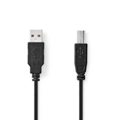 USB Cable | USB 2.0 | USB-A Male | USB-B Male | 480 Mbps | Nickel Plated | 1.00 m | Round | PVC | Black | Box NECCGB60100BK10 Nedis