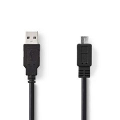 USB Cable | USB 2.0 | USB-A Male | USB Micro-B Male | 480 Mbps | Nickel Plated | 1.00 m | Round | PVC | Black | Box NECCGB60500BK10 Nedis