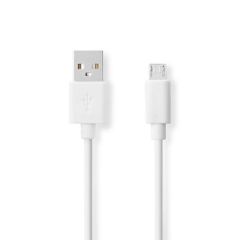 USB Cable | USB 2.0 | USB-A Male | USB Micro-B Male | 480 Mbps | Nickel Plated | 1.00 m | Round | PVC | White | Box NECCGB60500WT10 Nedis