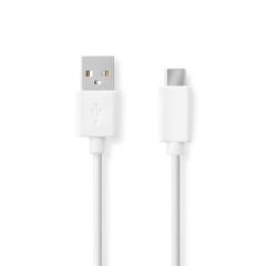 USB Cable | USB 2.0 | USB-A Male | USB-C Male | 60 W | 480 Mbps | Nickel Plated | 1.00 m | Round | PVC | White | Box NECCGB60600WT10 Nedis