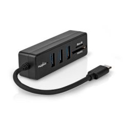 USB Hub | 1x USB-C | 3x USB A Female | 5 port(s) | USB 3.2 Gen 1 | USB Powered | 5 Gbps | SD & MicroSD NECCGB64250BK01 Nedis
