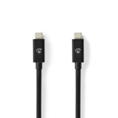 USB Cable | USB 4.0 Gen 3x2 | USB-C Male | USB-C Male | 240 W | 8K@60Hz | 40 Gbps | Nickel Plated | 1.00 m | Round | PVC | Black | Box NECCGB66040BK10 Nedis