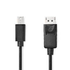 Mini DisplayPort Cable | DisplayPort 1.2 | Mini DisplayPort Male | DisplayPort Male | 21.6 Gbps | Nickel Plated | 2.00 m | Round | PVC | Black | Label NECCGL37400BK20 Nedis