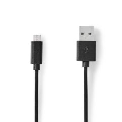 USB Cable | USB 2.0 | USB-A Male | USB Micro-B Male | 10 W | 480 Mbps | Nickel Plated | 0.50 m | Round | PVC | Black | Label NECCGL60500BK05 Nedis