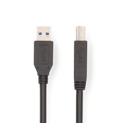 USB Cable | USB 3.2 Gen 1 | USB-A Male | USB-B Male | 5 Gbps | Nickel Plated | 2.00 m | Round | PVC | Black | Label NECCGL61100BK20 Nedis