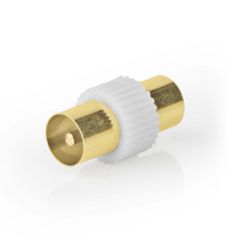 Satellite & Antenna Adapter | IEC (Coax) Male | IEC (Coax) Male | Gold Plated | 75 Ohm | Straight | Metal / Plastic | White | 1 pcs | Box NECSBW40940WT Nedis