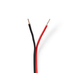 Speaker Cable | 2 x 0.75 mm² | Copper | 100.0 m | Round | PVC | Black / Red | Reel NECABR0750BK1000 Nedis