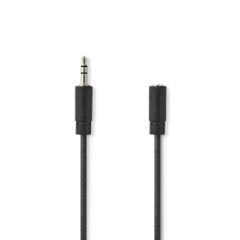 Stereo Audio Cable | 3.5 mm Male | 3.5 mm Female | Nickel Plated | 10.0 m | Round | Black | Blister NECAGB22050BK100 Nedis