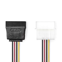 Internal Power cable | Molex Male | SATA 15-Pin Female | Gold Plated | 0.15 m | Round | PVC | Multi Colour | Box NECCGB73500VA015 Nedis