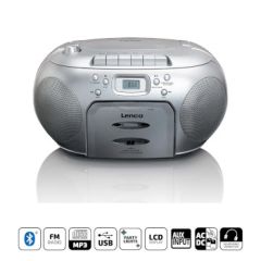 Portable FM Radio CD- Cassette player Silver NESCD-420SI Lenco