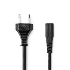 Power Cable | Euro Male | IEC-320-C1 | Straight | Straight | Nickel Plated | 2.00 m | Flat | PVC | Black | Box NECEGB11060BK20 Nedis