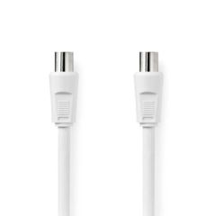 Coax Cable | IEC (Coax) Male | IEC (Coax) Female | Nickel Plated | 90 dB | 75 Ohm | Double Shielded | 1.50 m | Round | PVC | White | Label NECSGL40000WT15 Nedis