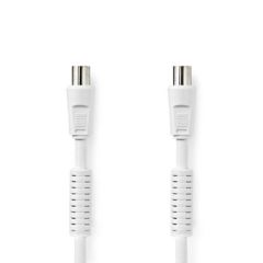 Coax Cable | IEC (Coax) Male | IEC (Coax) Female | Nickel Plated | 120 dB | 75 Ohm | Quad Shielded | 15.0 m | Round | PVC | White | Label NECSGL40020WT150 Nedis
