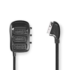 SCART Switch Box | SCART Male | 3x SCART Female | Nickel Plated | Maximum resolution: 800x480 | 0.50 m | Round | PVC | Black | Box NECVGB31835BK05 Nedis