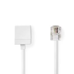 Telecom Extension Cable | RJ11 Male | RJ11 Female | 5.00 m | Cable design: Flat | Cable type: RJ11 | White | Label NETCGL90205WT50 Nedis