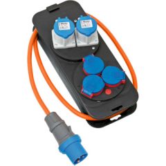 Camping distribution box with CEE plug / Brennenstuhl power distributor 16A for camping and permanent outdoor use IP44 (Camping power distributor with 1.50 m cable in orange ) NE1151600030 Brennenstuhl
