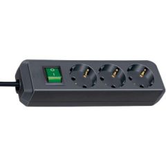 3-way grounded power strip Black TYPE F NE1152300015 Brennenstuhl